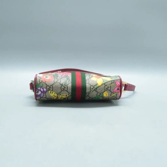 GUCCI Ophidia Red&Brown Canvas Shoulder Bag 500-082725 - Picture 5 of 12